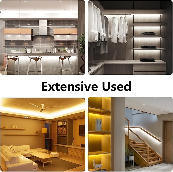 phopollo COB LED Strip Lights, 608 LEDs/m High Density Flexible 24V Led Lights with Remote & Touch Control, Dimmable 2700K-6500K for Bedroom, Kitchen, Cabinet Lighting-16.4ft