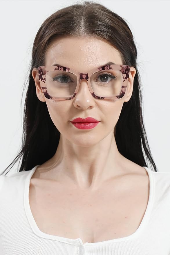 REAVEE Oversized Square Reading Glasses Oprah Style for Women, Blue Light Blocking Large Frame Computer Readers Spring Hinge