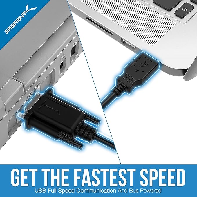 SABRENT USB 2.0 to Serial (9-Pin) DB-9 RS-232 Converter Cable, FTDI Chipset, Hexnuts 6 Feet (SBT-FTDI)