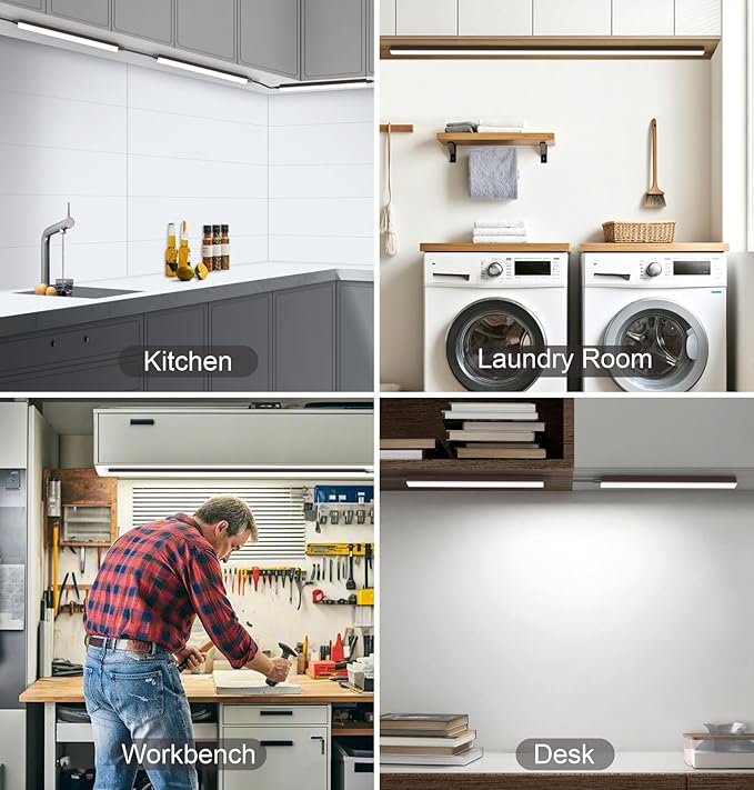Under Cabinet Lighting Plug in, 12 Inch 1 Pc, Linkable AC120V 3CCT 3000K/4000K/5000K Ultra Slim, LED Under Cabinet Lights for Counter Light, Kitchen, Shelf, Sink, Workshop, Desk, Bronze