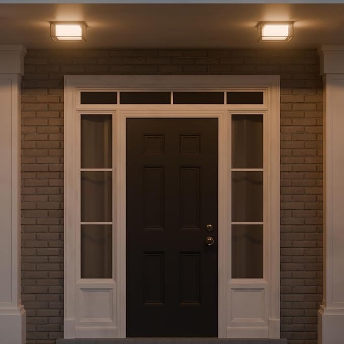 GLOBE Electric 60000164 1-Light Outdoor Flush Mount, Matte Black, Frosted Glass