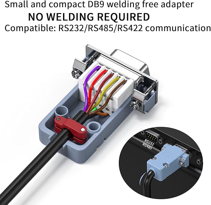 5Pack DB9 Breakout Connector Female, RS232/RS485 Serial adapters,D-SUB 9-pin Female to ScrewTerminal Connector Signal Module with Shell