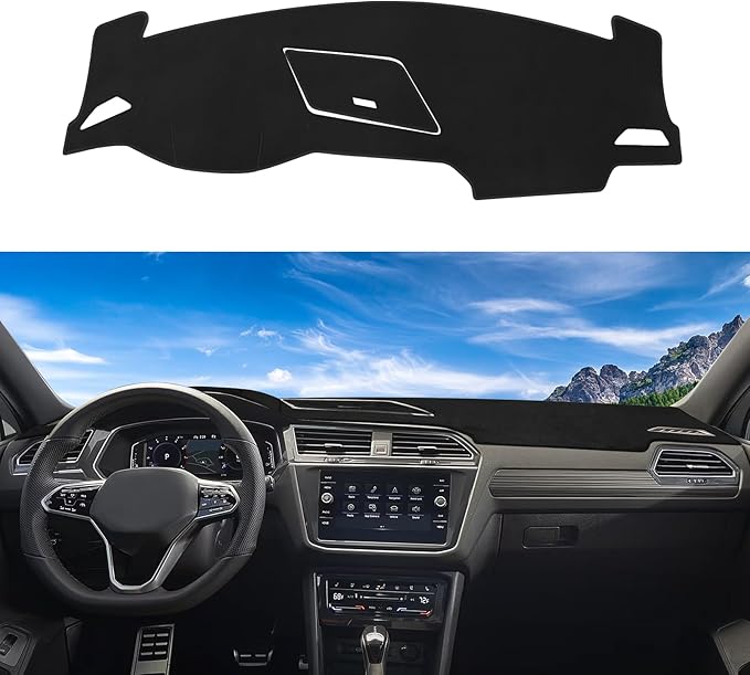 Dashboard Cover Mat Compatible with Volkswagen VW Tiguan 2017-2022 2023 2024 Dash Cover Nonslip Dash Mat Protector Sunshade No Glare Black