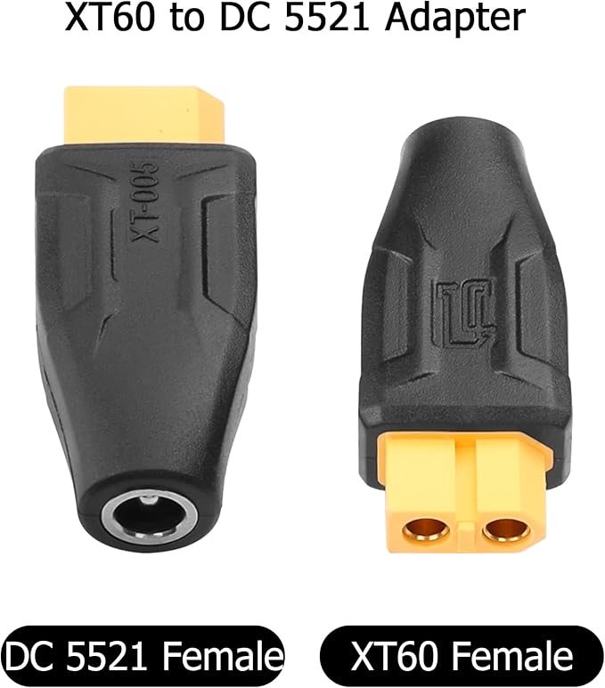 YAODHAOD XT60 to DC 5521 Adapter 2pcs, XT60 Female to DC 5.5mm x 2.1mm Female Model Airplane Power Connector Extender Adapter for Drone, Model, Energy Storage Power