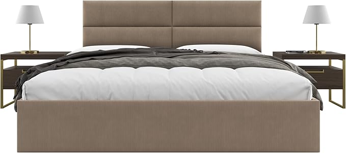 Vänt Upholstered Wall Panels - King/Cal King Size Wall Mounted Headboards - Ribbed Taupe - Twin/King - Set of 4 Panels (Each Individual Panel 39"x11.5")