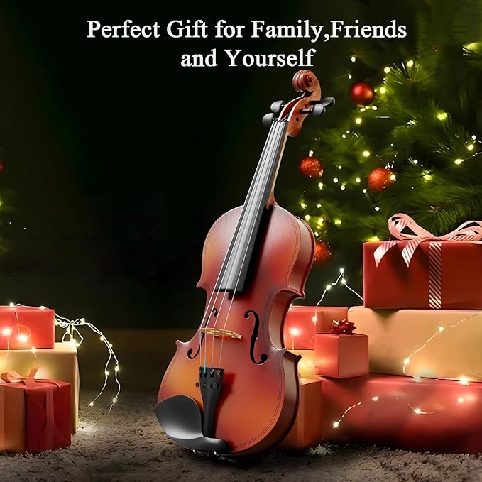 4/4 Beginner Violin Kit for Adults, Complete Full Size Violin Set with Portable Case, Bow, Rosin, Natural