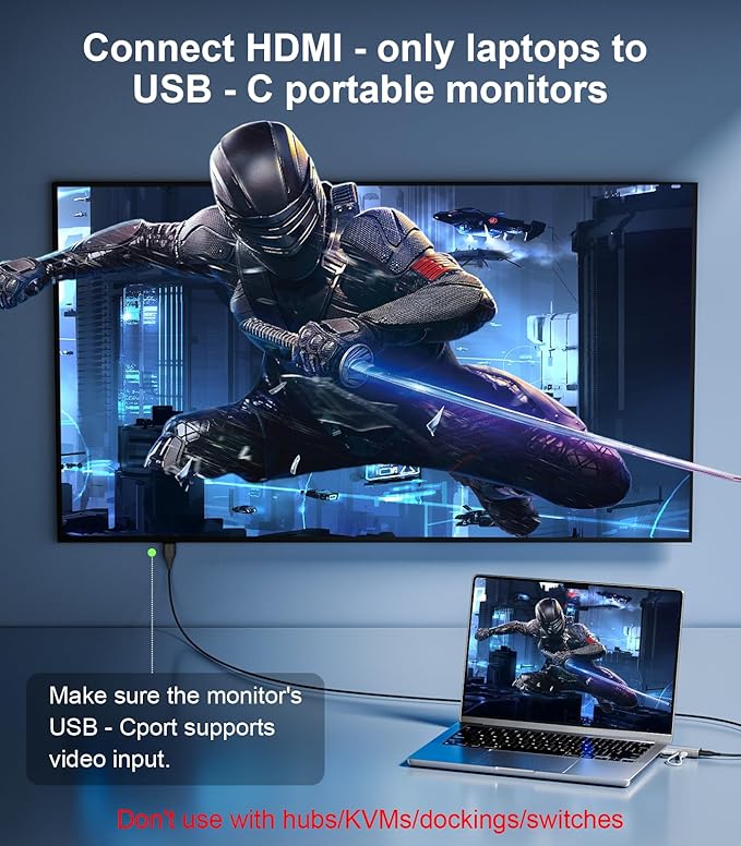 Reborn HDMI to USB C Adapter 4K 60Hz | Uni-Directional HDMI Source to Type-C Display Adapter for AR Glasses XREAL One、Air 2 Pro/VITURE Pro/RayNeo Air 2s/Rokid,PS5,Portable Monitors - 1 Pack