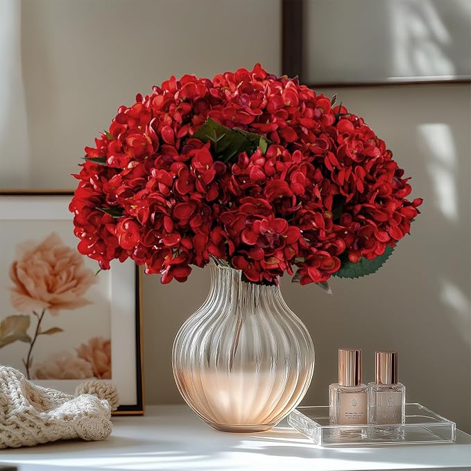 10PCS Faux Hydrangea Flower Hydrangea Artificial Flowers Hydrangea Bouquet Faux Flower Table Centerpieces for Home Wedding Bridal Bouquet Office Party DIY Floral Decor