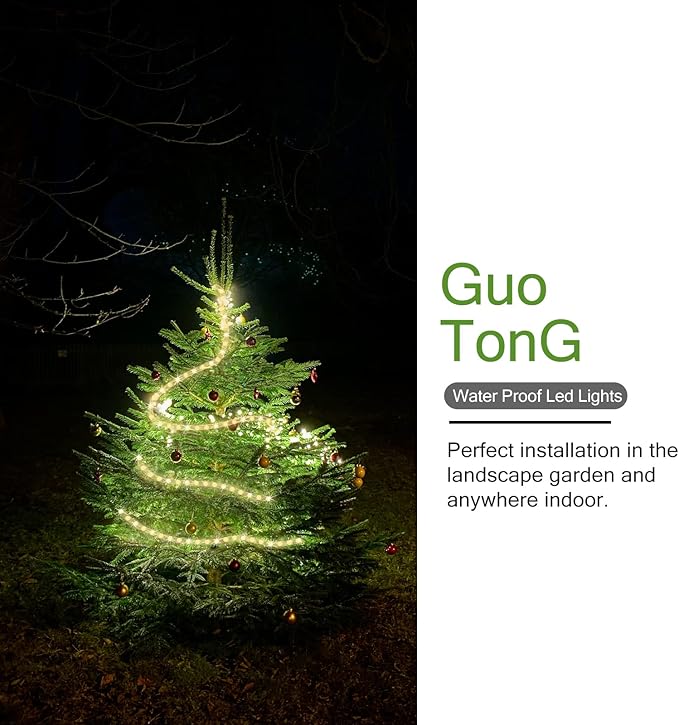 GouTonG LED Rope Lights, Warm White 110V 3000K, Indoor or Outdoor, 20ft, Perfect for Deck, Garden, Patio, Landscape Lighting, Bedroom Décor, Waterproof, Ideal for Backyards, Decorative Lighting