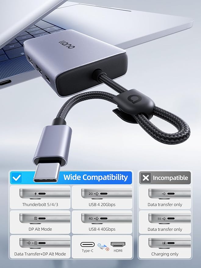 llano HDMI Splitter Extended Display for Dual Monitors,USB-C to Dual HDMI Adapter with 2 Port 4K@60Hz 2K@144Hz@120Hz Simultaneous Output & PD 100W, MST HDMI SplitExtend for MacBook Windows Laptop