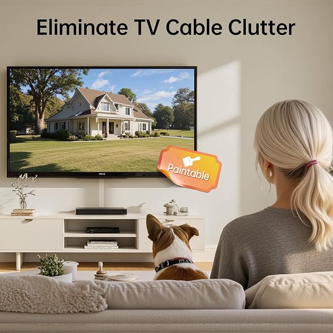 Delamu Cord Hider Wall, 85in Cord Covers for 3-4 Wires on Wall, Cable Hider Wire Hiders Wire Covers for TV Cords on Wall, Easy Mount Cable Cover Management Kit to Hide TV Wires, W1.18 H0.67in, White