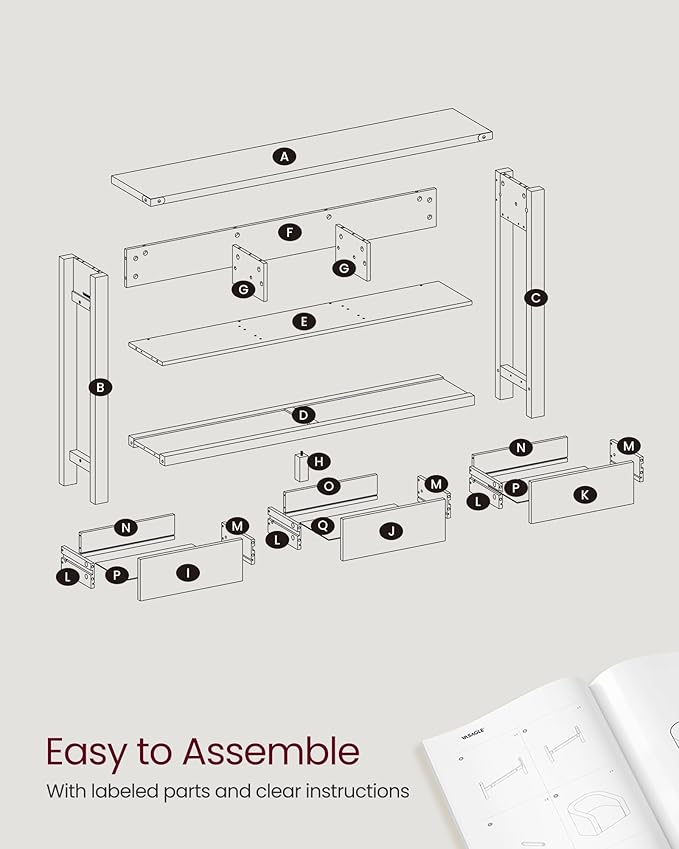VASAGLE Console Table, Sofa Table, Narrow Entryway Table, Entry Table with 3 Drawers, Open Storage Shelf, Metal Corners, for Living Room, Farmhouse Style, Honey Brown and Rustic White ULNT142WJ02S