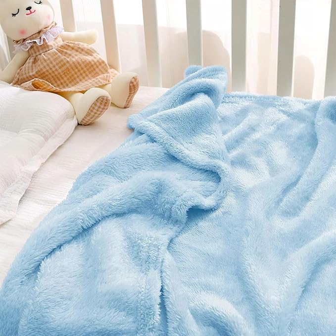 Exclusivo Mezcla Plush Fuzzy Fleece Throw Blanket, Super Soft, Fluffy and Warm Blankets for Couch, Bed, All Season Use (40x50 Inches, Light Blue)