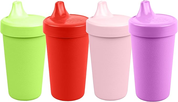 Re-Play Sippy Cups for Toddlers - 10 Oz. Reusable Spill Proof Cups for Kids, Dishwasher/Microwave Safe - Made in USA - Set of 4-3.13" x 6.25" - Grinchmas