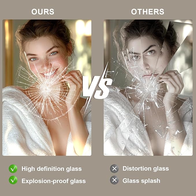 30x36 LED Bathroom Mirror with Lights, Brighter Backlit + Front Lit, Tempered Glass, Dimmable, Multiple Light Modes, Anti-Fog Lighted Bathroom Vanity Mirror for Wall, Memory Function