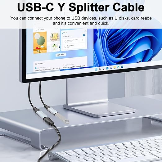 USB-C Splitter Cable,USB 2.0 Male to Dual Type-C Female Adapter Cable,USB A to Double Port Type C Splitter Charging Cable Charging and Data for Phone,Tablet,Laptop-17cm/6.6in