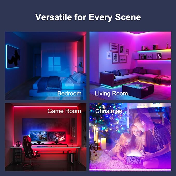 200 FT Led Lights for Bedroom, Music Synchronized Smart Led Strip Lights, Ultra Long with Remote Application Control Bluetooth LED Lights, Color Change RGB Light