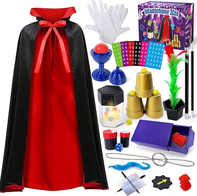 Magic Kit, Magic Tricks with Magician Costume for Kids, Magic Set for Kids Ages 6 7 8 9 10 11 12 Year Old