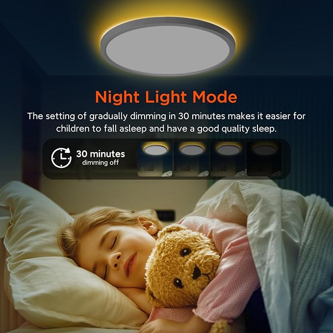 TALOYA Flush Mount Ceiling Light with Remote,3000K-6500K Adjustable,2000K Nightlight,12 Inch, Led Low Profile Ceiling Lights for Bedroom, Living Room, Kitchen, White