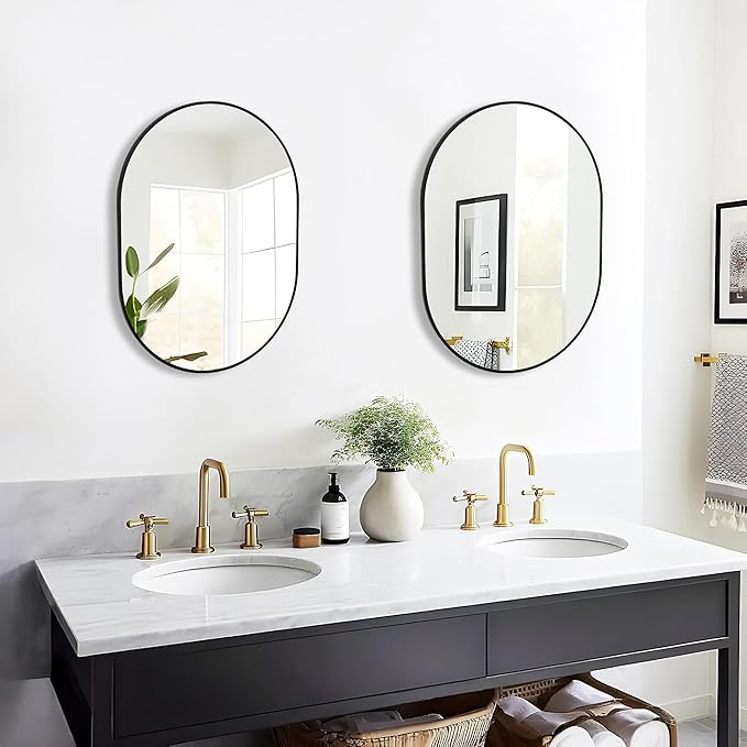 CULER Gold Bathroom Wall Mirror,20 x 30 Inch Rectangle Vanity Modern Tempered Glass Mirror for Bedroom,Living Room,Entryway