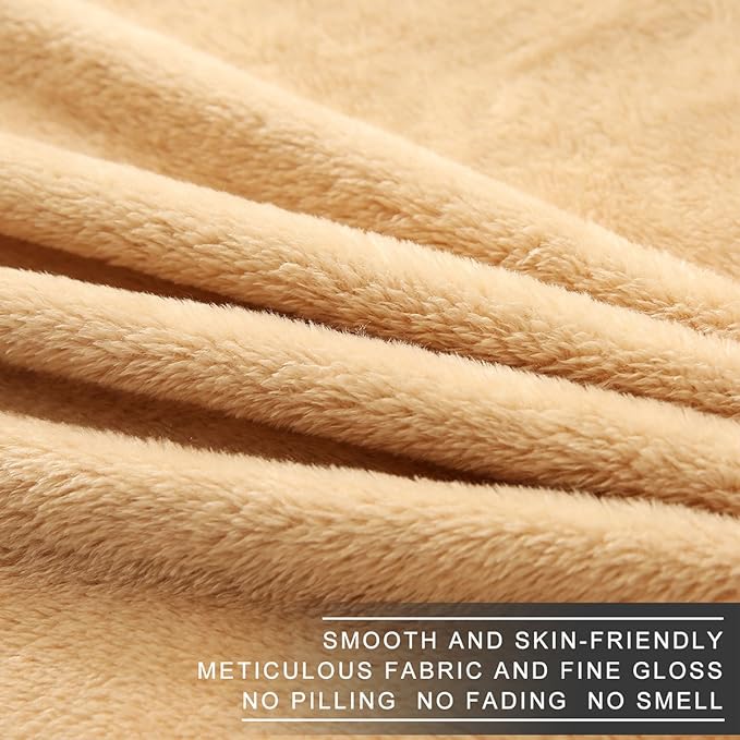 Polar Fleece Throw Blankets Travel Size for The Bed Extra Soft Brush Fabric Super Warm Sofa Throw Blanket 50" x 61"(Camel Travel)