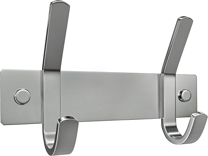 Small Coat Rack Wall Mount – Brushed Nickel 6 Inch Stainless Steel Hook Rail with 2 Heavy Duty Double Coat Hooks – Wall Mounted Coat Hanger for Entryway, Bathroom, Bedroom, Towel, Hat Organizer