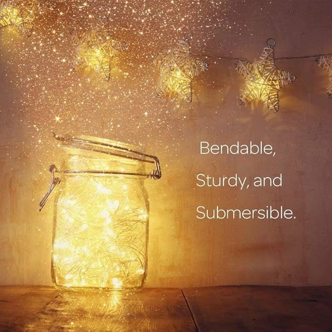 ANJAYLIA Fairy Lights, 2 Pack String Lights Battery Operated 33ft 100 LED Twinkle Lights for Wedding, Party, Christmas, Warm White