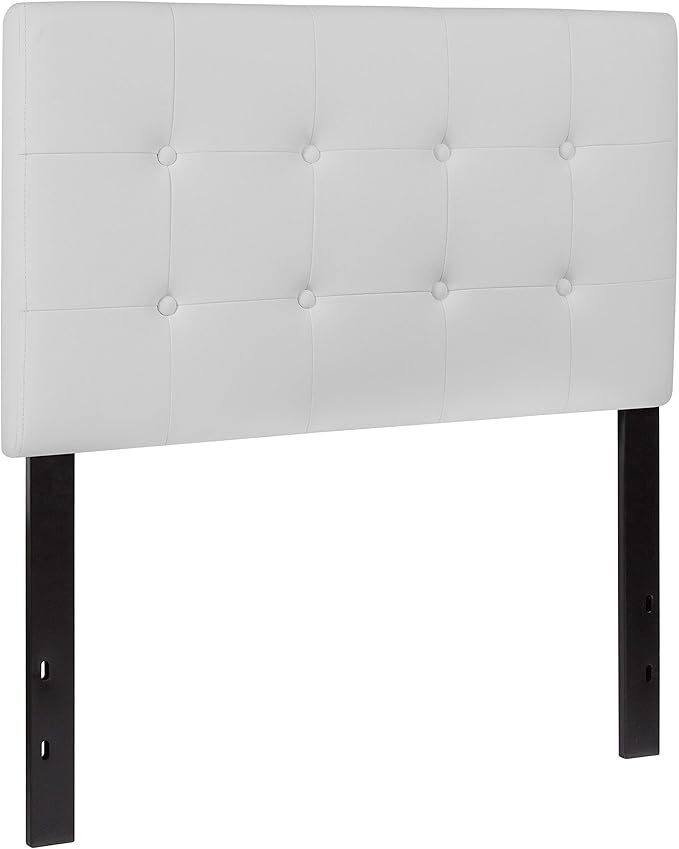 Flash Furniture Lennox Tufted Upholstered Twin Size Headboard in White Vinyl