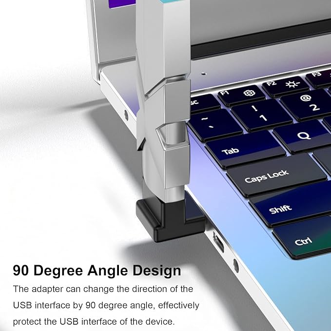 90 Degree USB 3.0 Adapter (4 Pack), Vertical Up and Down Angle, Horizontal Left and Right Angle USB Male to Female Extender Connector