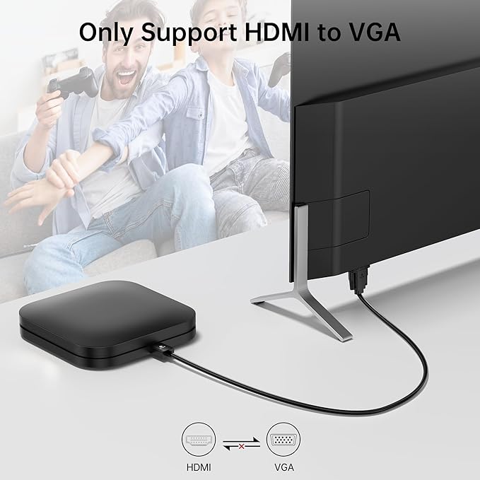 6ft HDMI to VGA Cable – 1080P HD Video Converter Cord for Laptop, TV Box, PS4, Monitor, Projector (Black, 1.8M)