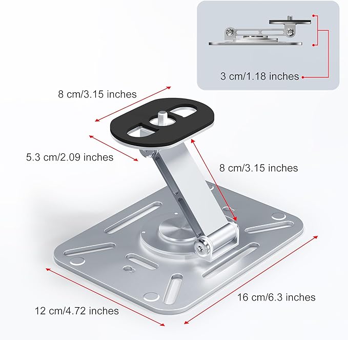 3 in 1 Desktop Projector Stand, Foldable Table Projector Mount with 1/4" Thread, 360° Rotation Projector Wall Mount Hanging Holder Compatible with Most Projectors for Home, Office