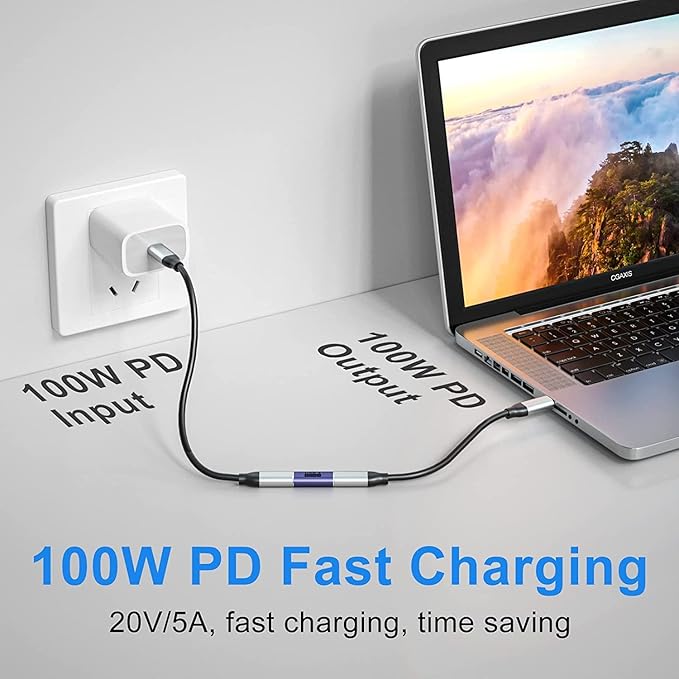 USB C Coupler Adapter 40Gbps [2 Pack] USB C Type C Angled USB-C Female to Female Adapter, 8k at 60hz USB Extension for Laptop, Tablet, VR, Camera, Smartphone (Coupler)