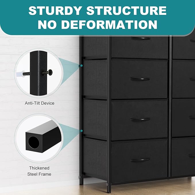 OLIXIS Dresser for Bedroom with 8 Drawers, Tall Fabric Dresser for Storage and Organization, Bedroom Dressers, Chest of Drawers for Living Room, Closet