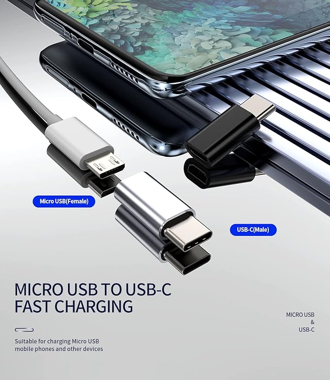 Micro USB Female to USB C Male(3pack) Adapter Android Port Charge Cable to Type-C Charging Converter for Pixel 5XL LG Compatible for Samsung Galaxy Note S10 S20 S21 Ipad Pro Air4 Cord Connector