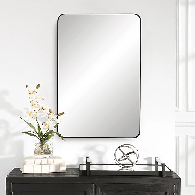 CULER Black Bathroom Wall Mirror,24 x 36 Inch Rectangle Vanity Modern Tempered Glass Mirror for Bedroom,Living Room,Entryway (24x36 Inch, Black)