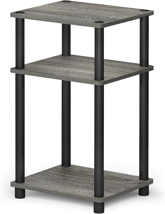 Furinno JUST Side Table, 3-Tier End Table, Open Shelves Night Stand, Bedside Table, Toolless Assembly, for Living Room, Bedroom, Bathroom, French Oak