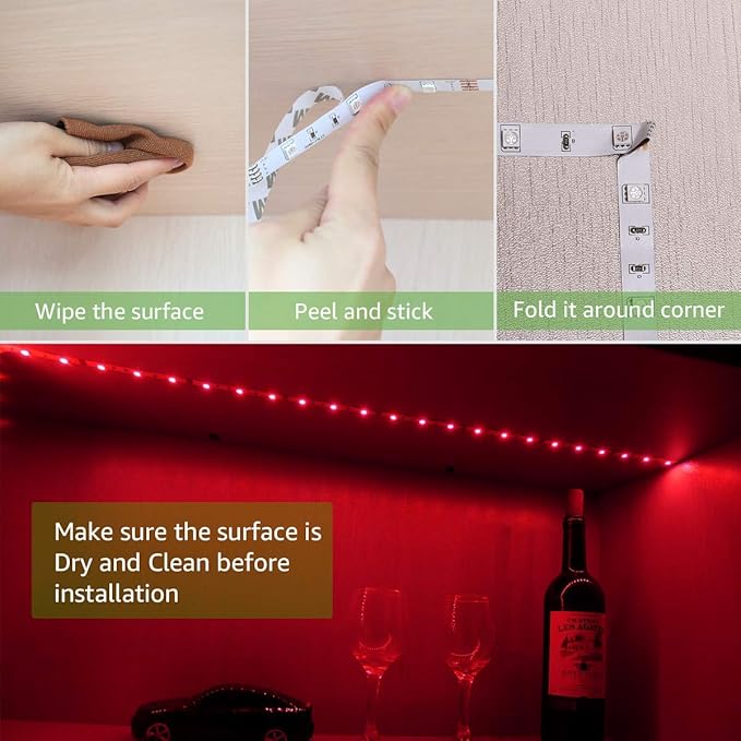 LED Strip Lights Battery Powered, 24 Keys Remote Control Light Strip for Parties, DIY Indoor Decoration, 6.56ft/2m, 2 Pack