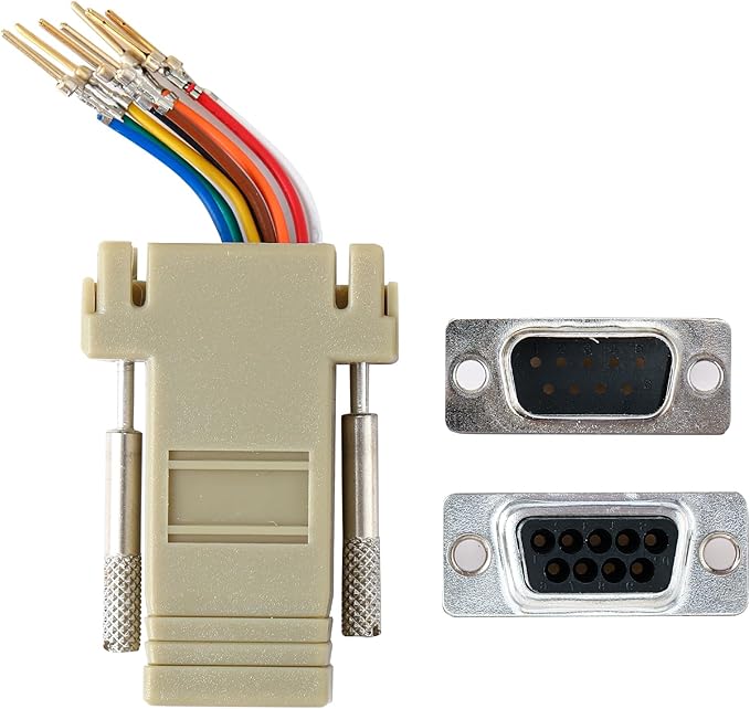 10PCS DB9 Male Female Ethernet Adapter, 9 Pin Serial Port Male Female to RJ45 Ethernet LAN Extend Modular Converter (5PCS Male + 5PCS Female)