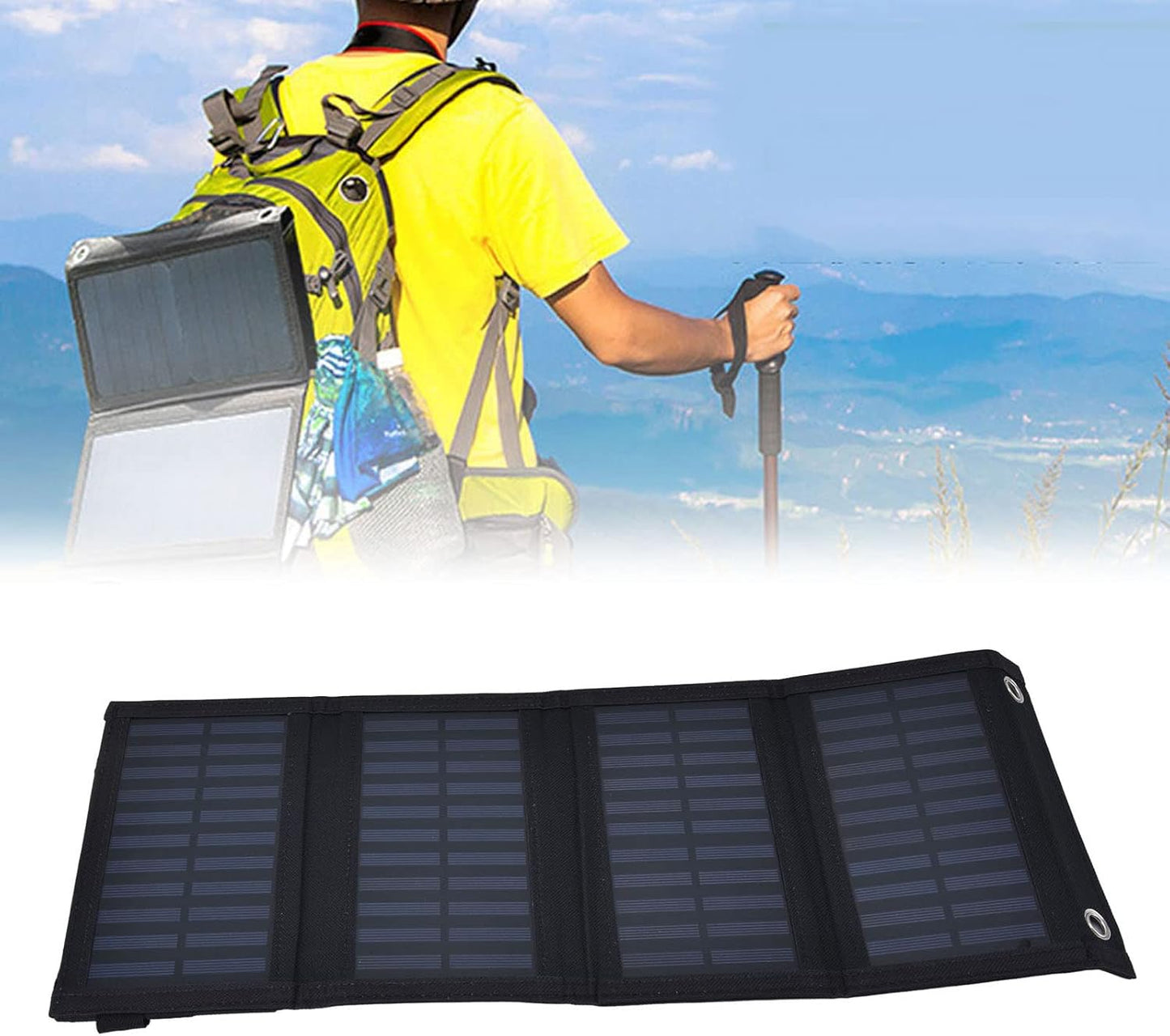 plplaaoo Solar Panel, 20W Portable Battery Charger, High Conversion Rate Solar Maintainer with USB Output for Cellphone