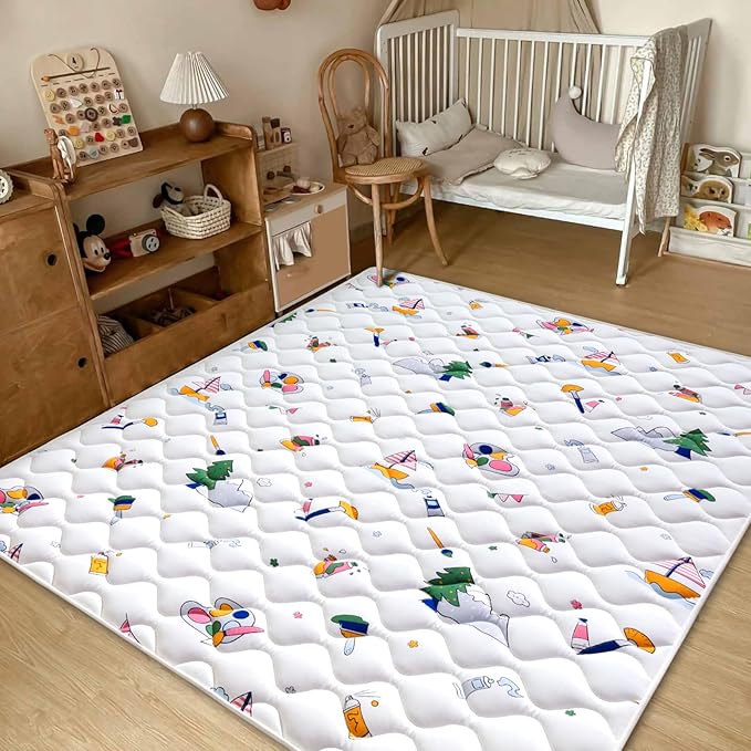 Baby Play Mat - 79" X 71",Premium Thicker Foam One-Piece Crawling Mat, Machine Washable, Extra Large Anti-Slip Activity Playmat for Babies, Toddlers & Infants