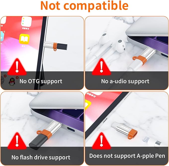 Light-ning to USB C Adapter 4 Pack,PD27W/66W/QC100W Fast Charging Data Transfer,Light-ning Female to USB C Male for Phone 17/16/15 Pad G-alaxy X-peria,Anti-Lost Lanyard,Not for Headphones/OTG Silver