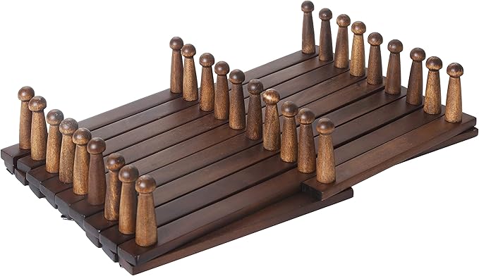 SKOLOO Accordion Wall Hanger with 28 Hooks, Modern Expandable Coat Rack Hat Rack for Wall, Solid Wooden, Walnut Color