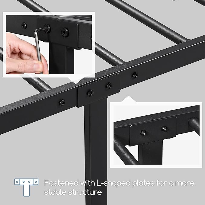 Yaheetech Twin XL Bed Frames Metal Platform Bed with Headboard and Footboard No Box Spring Needed Easy Assembly,Under-Bed Space: 12.6''/Black/Twin XL Bed