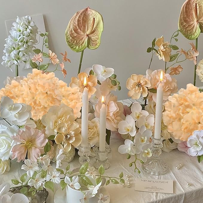 WEISPARK 100PCS Artificial Hydrangea Flowers, Fake Flowers Silk Hydrangea Full Flowers Heads with Stems for Wedding Home Party Shop Baby Shower Decor (Champagne)