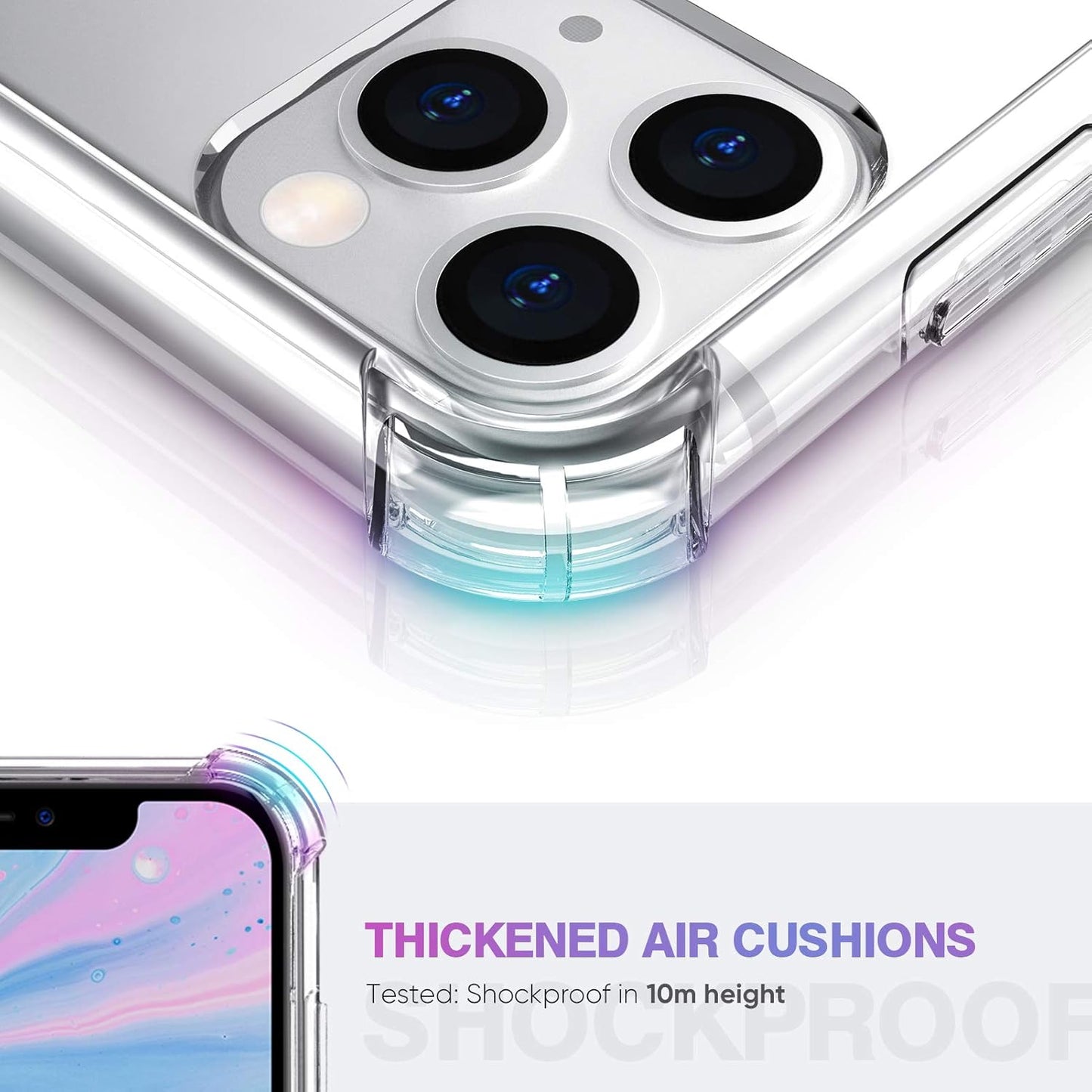 ORIbox Clear Case for iPhone 11 Pro Max - Shockproof Protection with 4 Corners for Women, Men, Kids