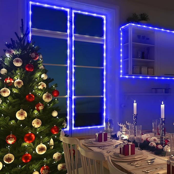 KNONEW 164FT 1000LED Rope Lights for Outside,Outdoor String Lights Waterproof 8 Modes Clear Tube Light for Indoor,Bedroom,Wedding,Garden,Patio,Christmas,Tree,Rv,Holiday Decoration(Blue)