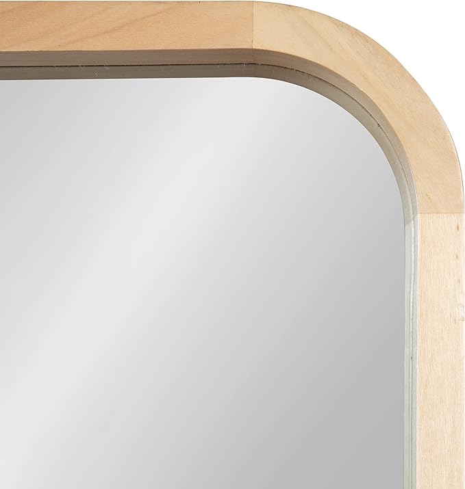 Kate and Laurel Hutton Modern Rounded Rectangle Wall Mirror, 20 x 30, Natural Wood, Decorative Scandinavian Rectangular Wall Decor Accent with Radiused Corners