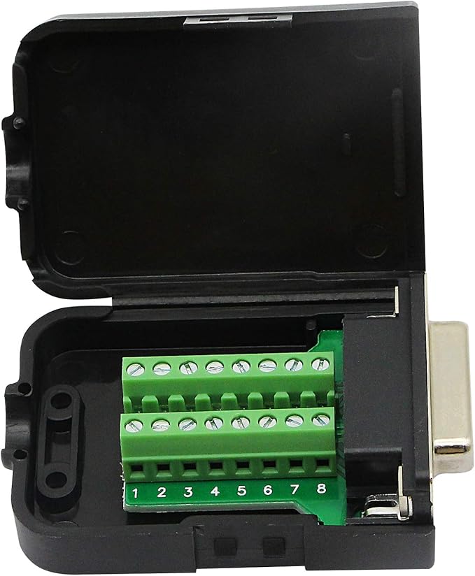 CERRXIAN DB15 Breakout Connector, DB15 D-SUB Female Solderless Serial to Screw Wiring Terminal Signal Module Breakout PCB Board with Plastic Case & Screws Long Bolt (Black) (FB)