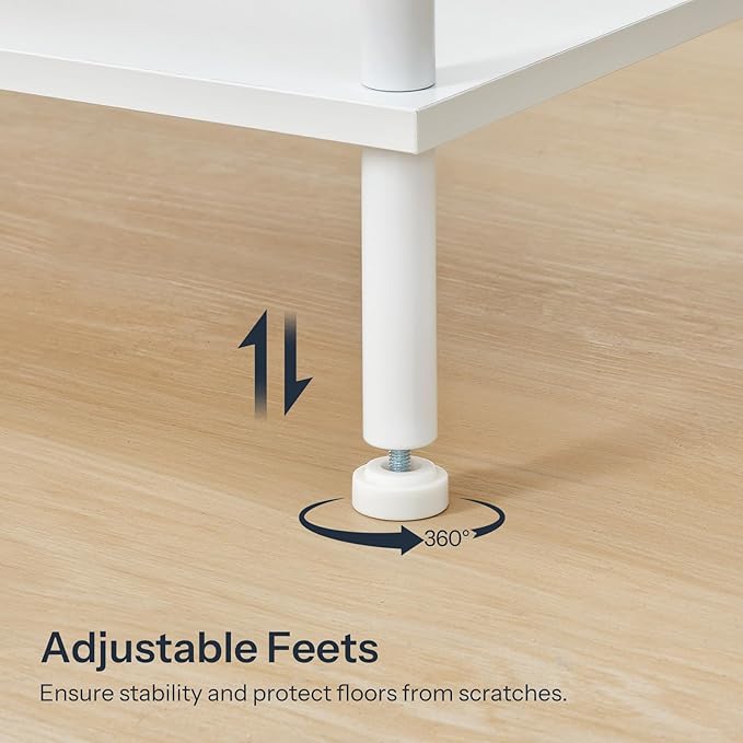 HOOBRO End Tables Set of 2, Small Side Table, Nightstand with 2-Layer Storage Shelves, Sofa Table for Small Spaces, Living Room, Bedroom, Stable Frame, Easy Assembly, White WW09BZP201