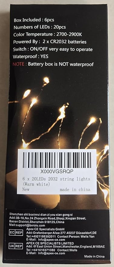Fairy Lights CR2032 Battery Operated,6.6Ft/2Meter 20 LEDs Micro Silver Wire String Lights for Bedroom Christmas Party Wedding Decoration (Warm White, 6 Pack)